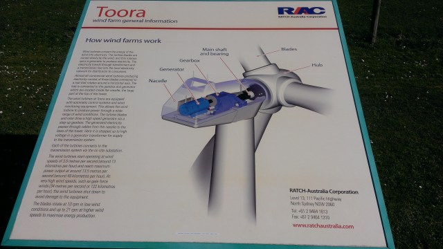 Information sign at Toora wind farm